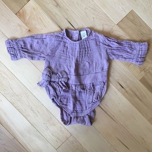3-6m Kate Quinn long sleeve bow bubble bodysuit